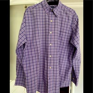 Chaps men dress shirt regular fit stretch check